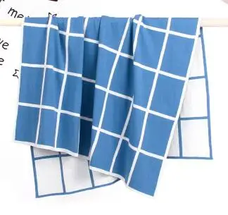 82W521 Blue Одеяльца для новорожденных осеннее дышащее хлопковое муслиновое вязанная крючком Детская Одеяло обертывание постельные принадлежности диван коляска одеяло - Цвет: 82W521 Blue