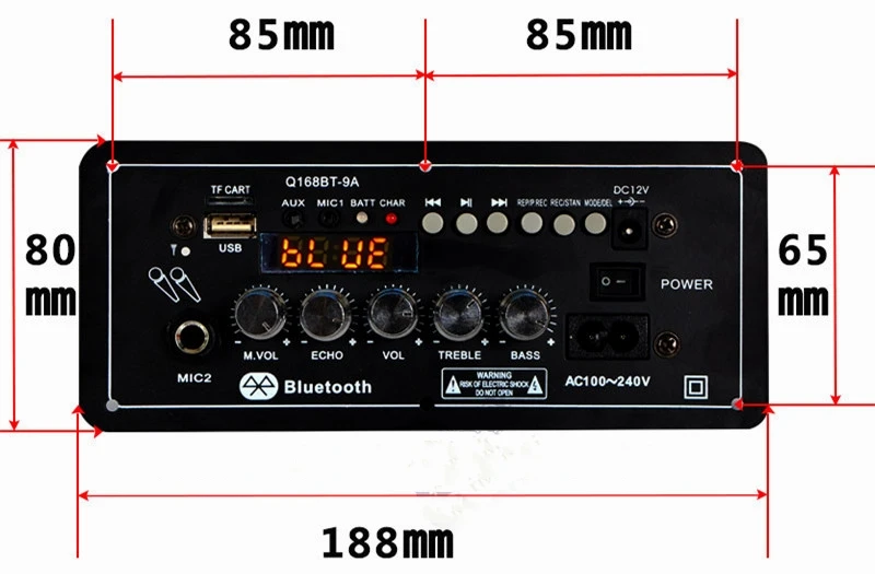 AC220V 12 в Bluetooth Сабвуфер аудио 2 0 канальный усилитель мощности доска караоке