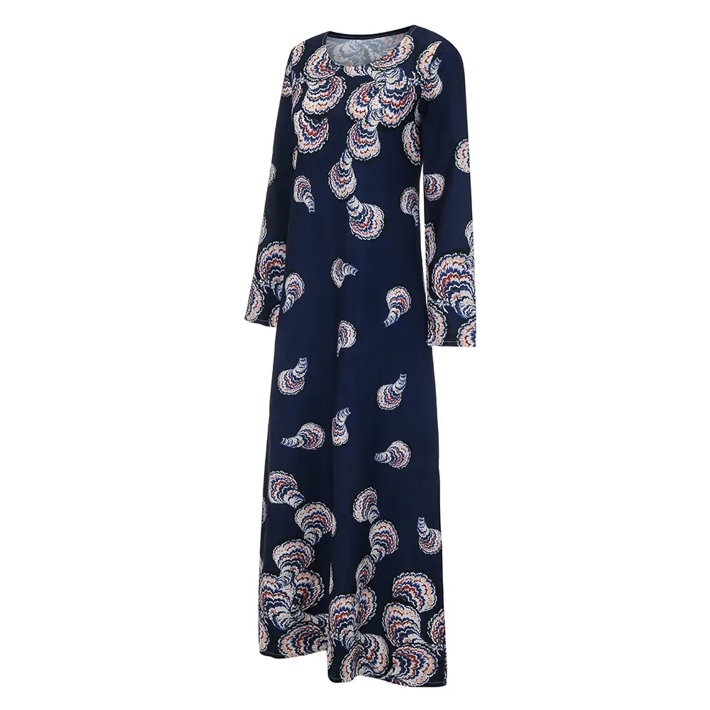 Мусульманское модное женское платье с принтом в этническом стиле длинное