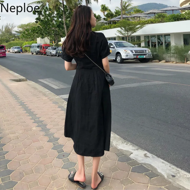 Neploe Ретро женские платья лето 2019 Новый v образный вырез короткий рукав Vestidos