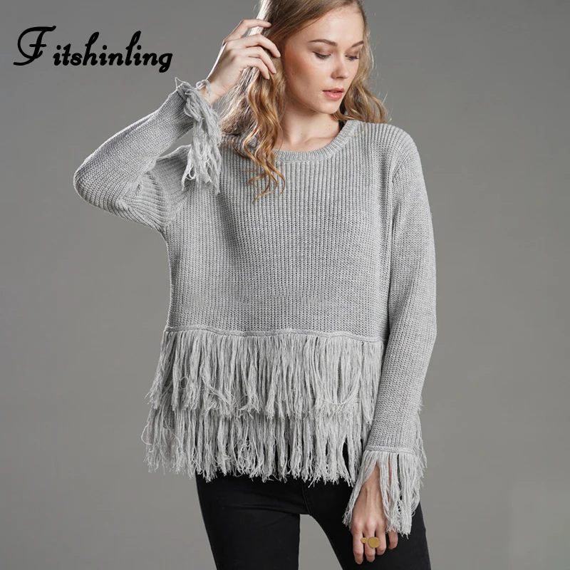 Fitshinling 7 Styles items women clothing lowest price clearance 2019 hot sale fringe sweater fashion high quality female | Женская