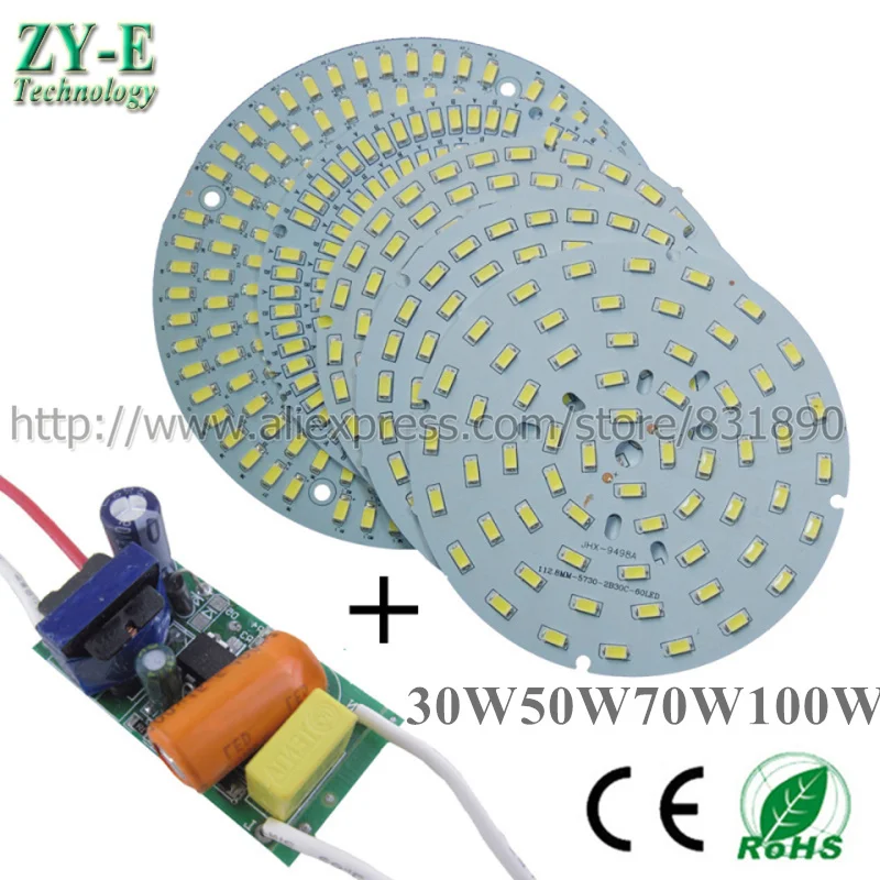 

2Set AC 220V LED PCB Aluminum baord plate SMD5730 18W 30W 36W 50W 70W 100W pcb With Driver LED bay light Ceiling light LED Bulb