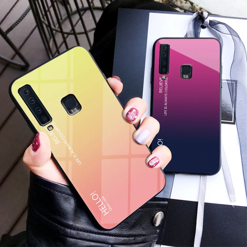 Для samsung Galaxy A50 чехол Мраморное зерно закаленное стекло градиент защитный чехол на заднюю панель для samsung A10 A20 A30 A40 A60 A70