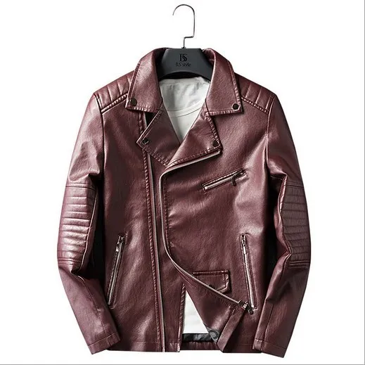 Мужские кожаные куртки весна-осень пальто из искусственной кожи Мужская черная