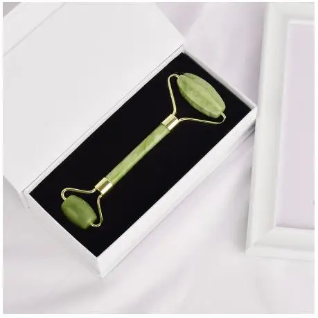 green jade with box Тигровый ролик для лица Гуаша набор Helu Нефритовый камень Boby Антицеллюлитный Массажер красота уход за кожей Инструмент подарочная коробка - Цвет: green jade with box