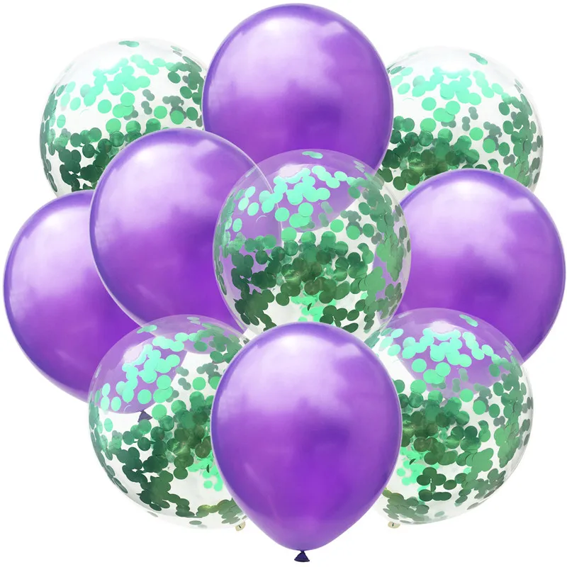 Purple-Green 10 шт. 12 дюймов конфетти латексные воздушные шары Свадьба День Рождения Вечеринка ребенок душ DIY украшения Смешанные золотые шары конфетти - Цвет: Purple-Green