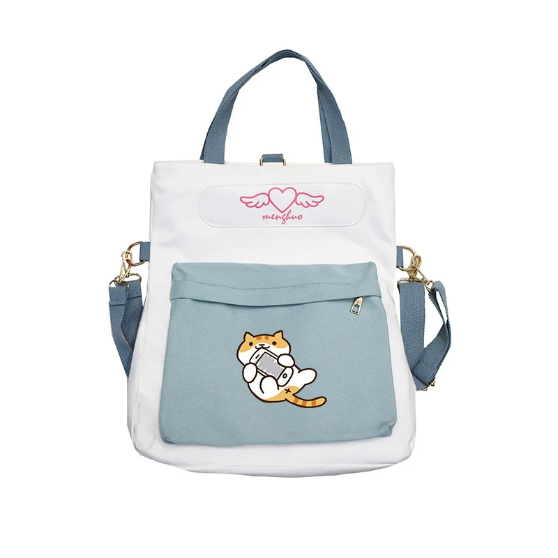 Neko Atsume kawaii, женский рюкзак с котом, милые школьные сумки для девочек, сумки на плечо, холщовые сумки через плечо для женщин, кошачий рюкзак для путешествий - Цвет: 6