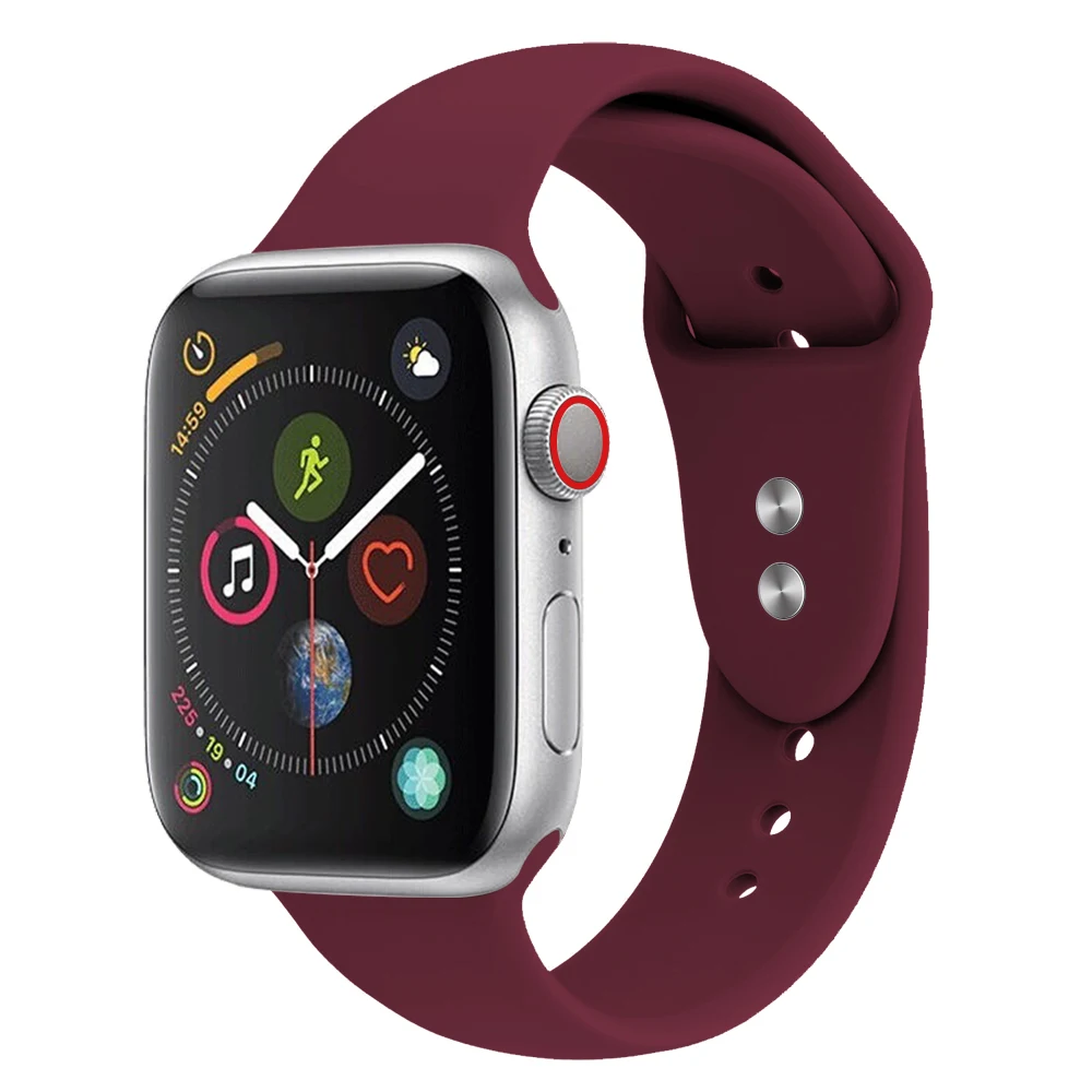Спортивный силиконовый ремешок с двойной пряжкой для Apple watch серии 4321 сменный