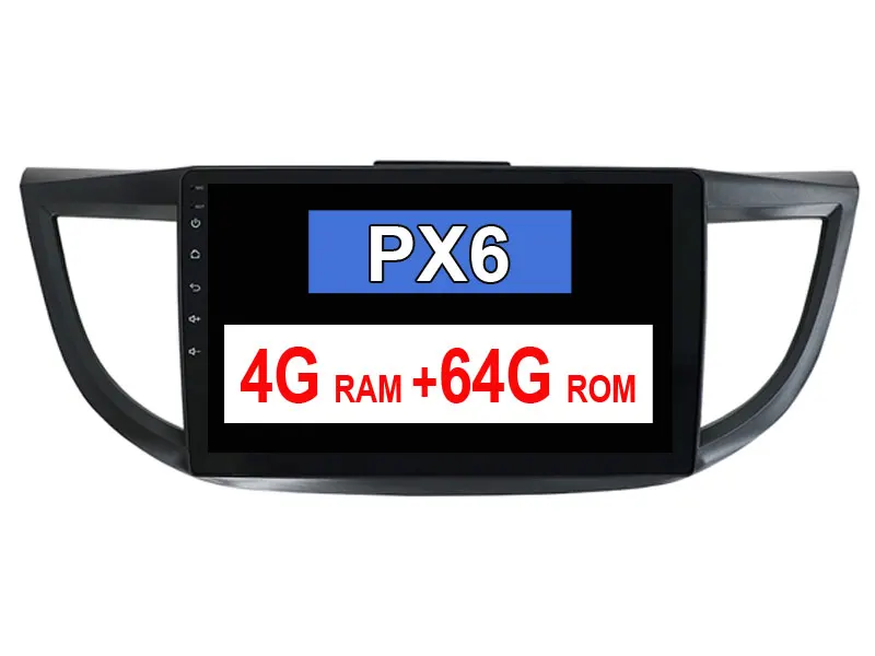 PX6 4G 64G 2din Android 9,0 Автомобильный мультимедийный плеер для HONDA CRV 2012 2013- gps навигация Wifi Bluetooth Камера 4 Гб ram 64 Гб rom - Цвет: PX6 4G 64G