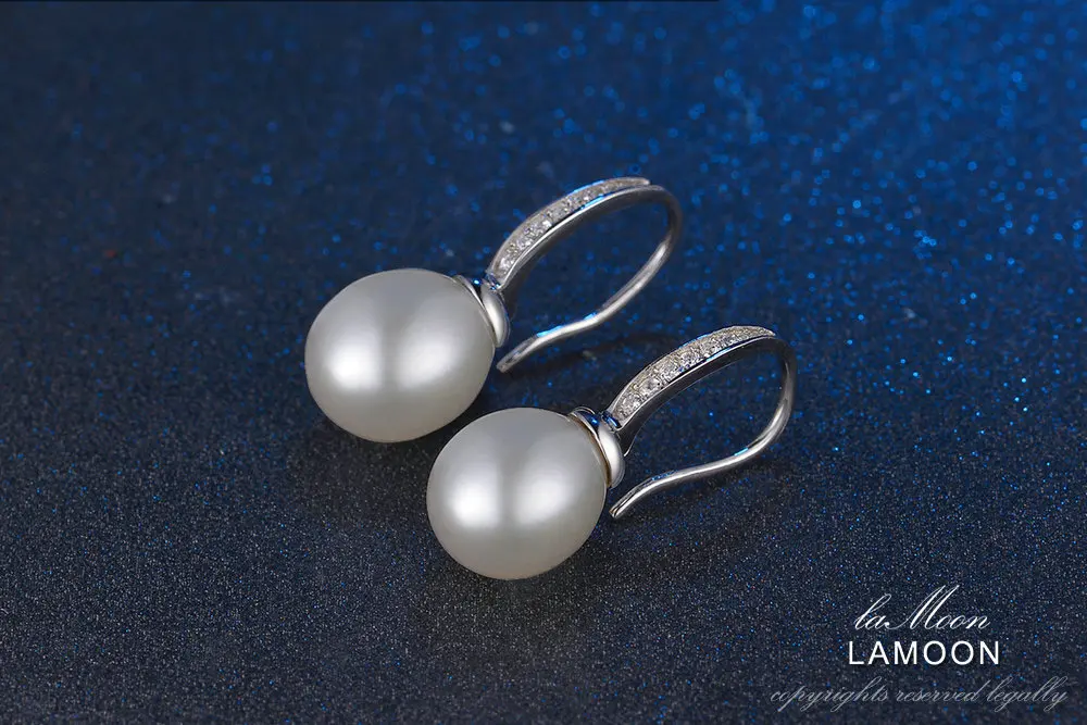 Luoon 8 мм 7.2ct натуральный пресноводный жемчуг 925 пробы серебряные ювелирные изделия S925 Висячие серьги для женщин LMEI005