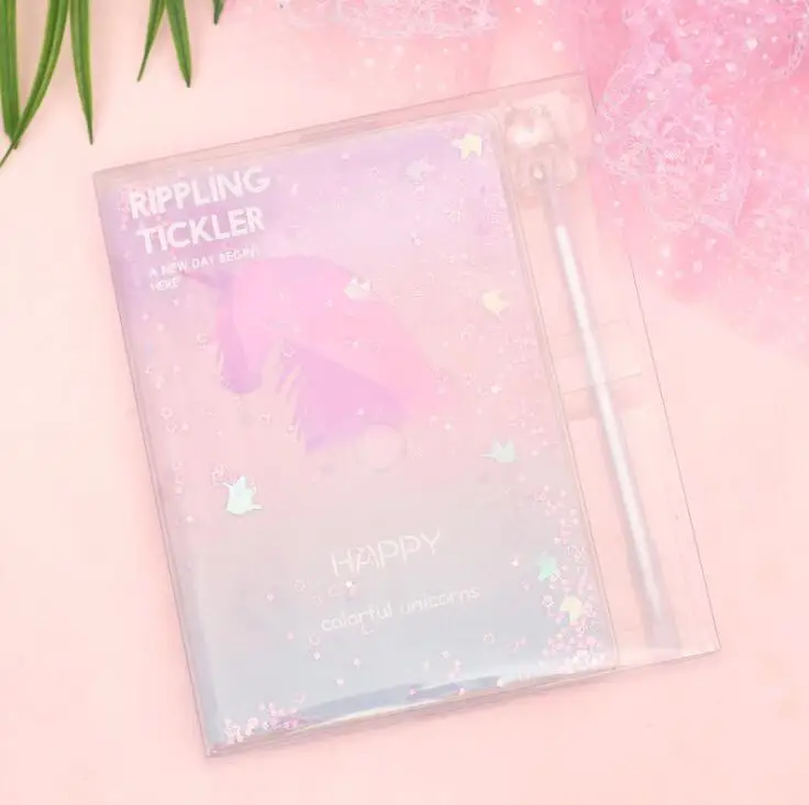 19.8cm x 13.4cm Корейский блокнот с единорогом, записная книжка с ручкой, дневник, еженедельник для девочек, школьные канцелярские принадлежности, подарочный набор - Цвет: 19.8cm x 13.4cm