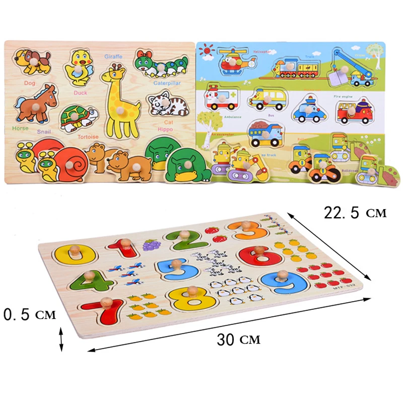 30 см деревянные детские паззлы рукоятка для детей раннего Развивающие игрушки