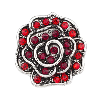 

NSB2063 Hot Sale 18MM 2 Colors Snap Jewelry For Bracelet Necklace Fashion DIY Jewelry Crystal Unique flower Design Charm Snaps