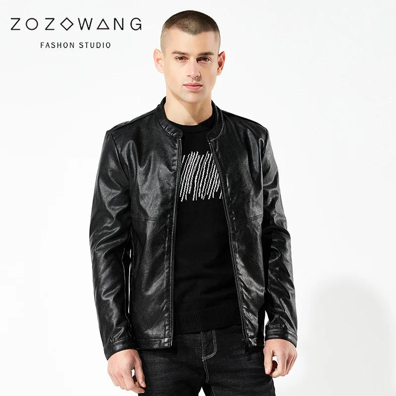 Мужская кожаная куртка ZOZOWANG Классическая мотоциклетная одежда для отдыха