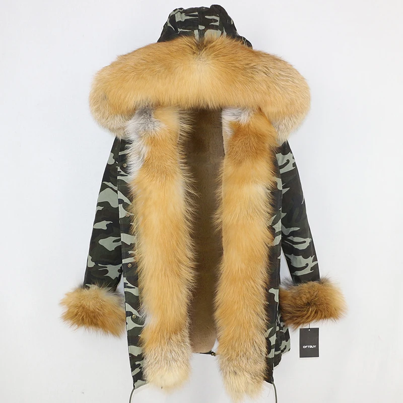OFTBUY,, настоящая лисица, пальто, зимняя куртка, Женская длинная парка, натуральный Лисий мех, отделка, капюшон, брендовая парка, толстая, теплая, уличная одежда, съемная