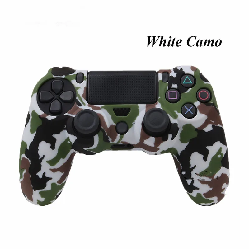 White Camo 15 цветов силиконовый Камуфляжный защитный чехол для sony Dualshock 4 PS4 DS4 Pro тонкий контроллер накладки на джойстик шапки аксессуар - Цвет: White Camo