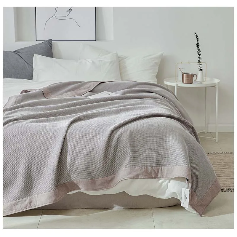 Soft Premium Cotton Thermal Throw Blanket Cozy Bedding Coverlet- Perfect for Layering any Bed Sofa Car Lightweight Breathable