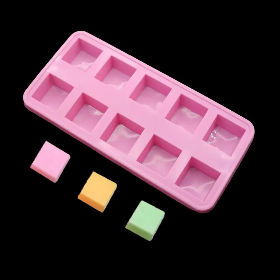 Квадратная силиконовая форма для мыла ручной работы 10 полости декоративная