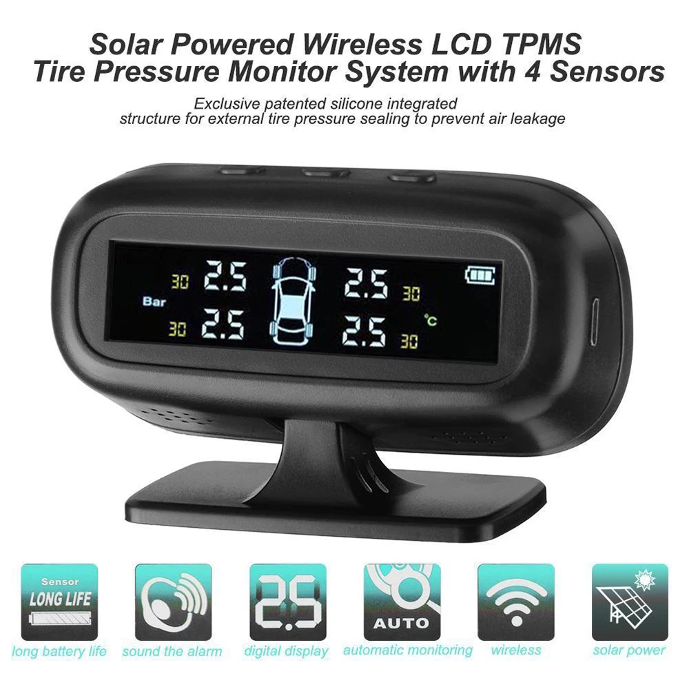 Солнечный беспроводной ЖК-цветной экран автомобиля TPMS система контроля давления в шинах датчики для ремонта шин инструменты Автомобильный ремонт