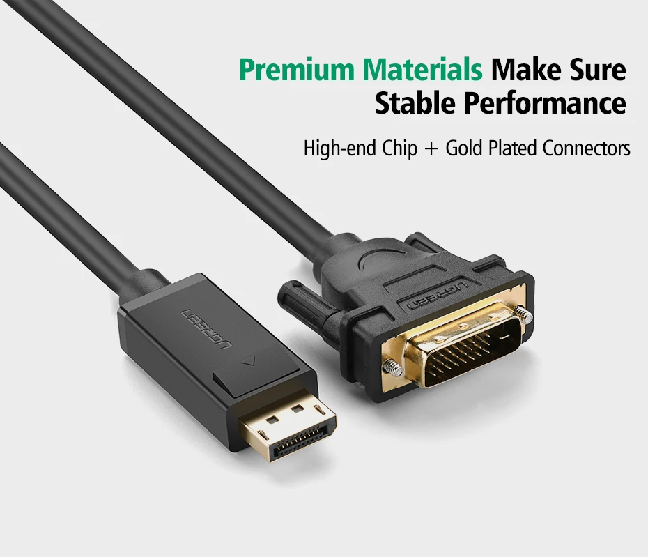 Ugreen Displayport DP to Female DVI кабель HD 1080P позолоченный с защелками для подключения видеокарт/Apple PC Projecto