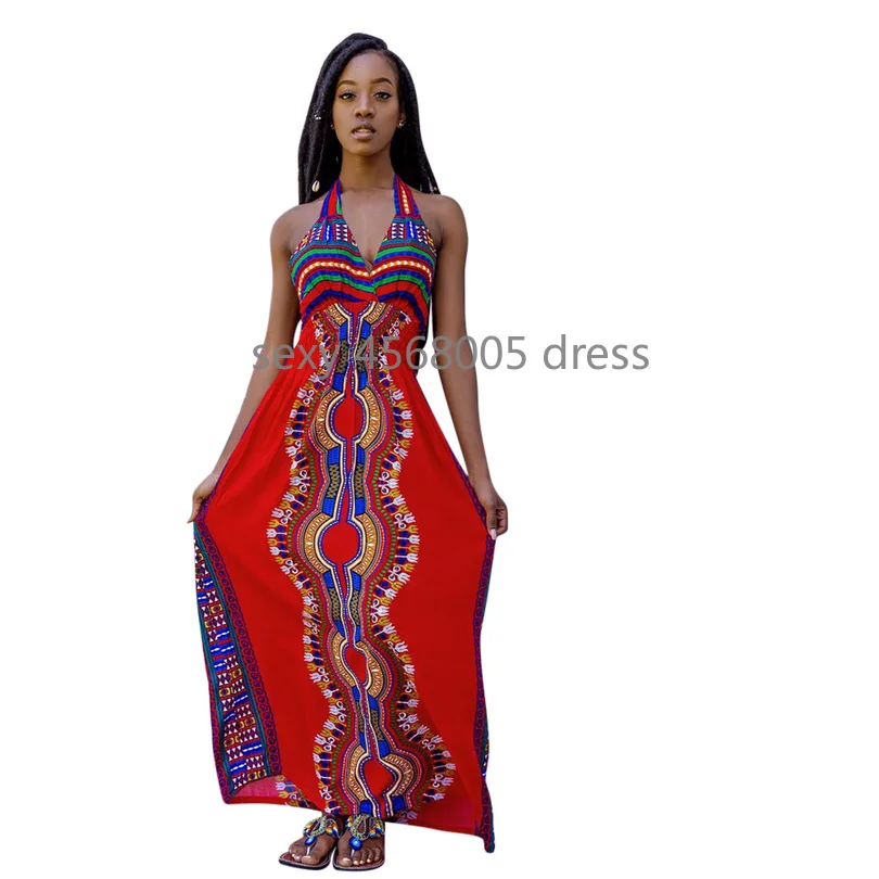 Одежда в африканском стиле Новое хлопковое полиэфирное женское платье с принтом