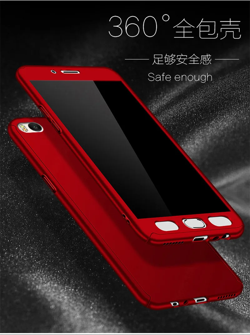 Для Xiaomi 5X A1 5S 360 Защитный чехол с полным корпусом задняя крышка закаленным стеклом