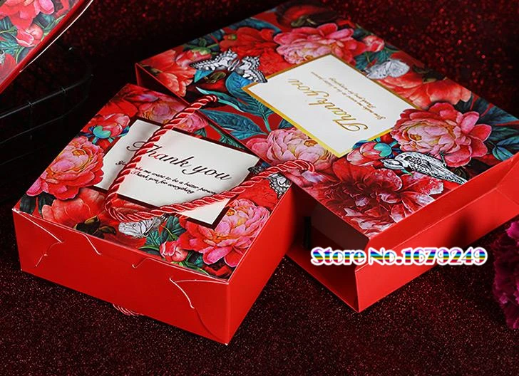 6,0*6,0*10,0 см красный цветок mooncake упаковочная бумажная коробка, коробка для печенья и блинов, Подарочная коробка DIY для печенья и торта 100 шт/партия