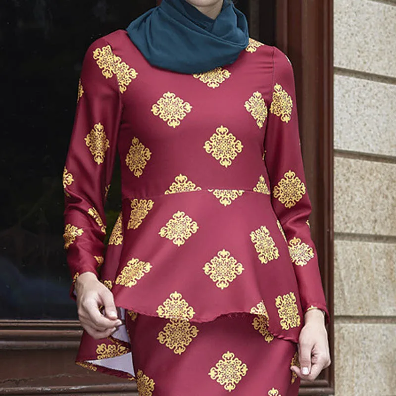 Женское платье с мусульманским принтом Abaya костюм из двух предметов в