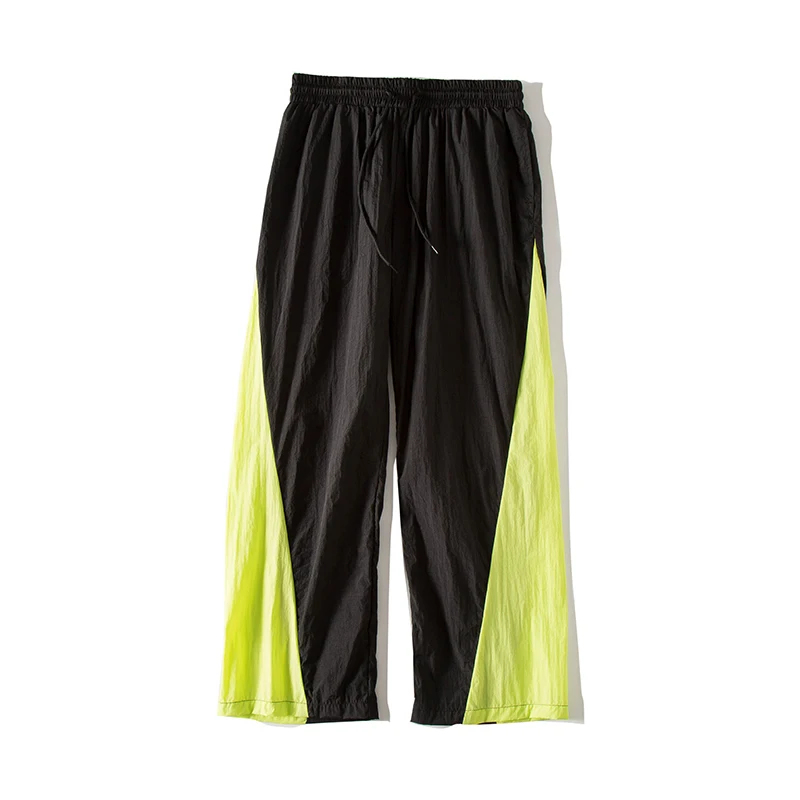 Мужские повседневные брюки с принтом черные свободные эластичным поясом