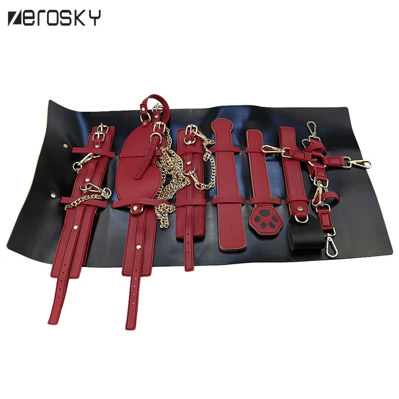 10 шт. набор рабов БДСМ бондаж секс фетиш наручники хлыст ошейник удерживающие