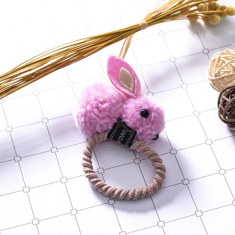 Rubber band pink Новые детские милые кроличьи повязки для волос для маленьких девочек заколки для волос плюшевые кроличьи уши заколки для волос Детская повязка для волос Haarband детские украшения для волос - Цвет: Rubber band pink