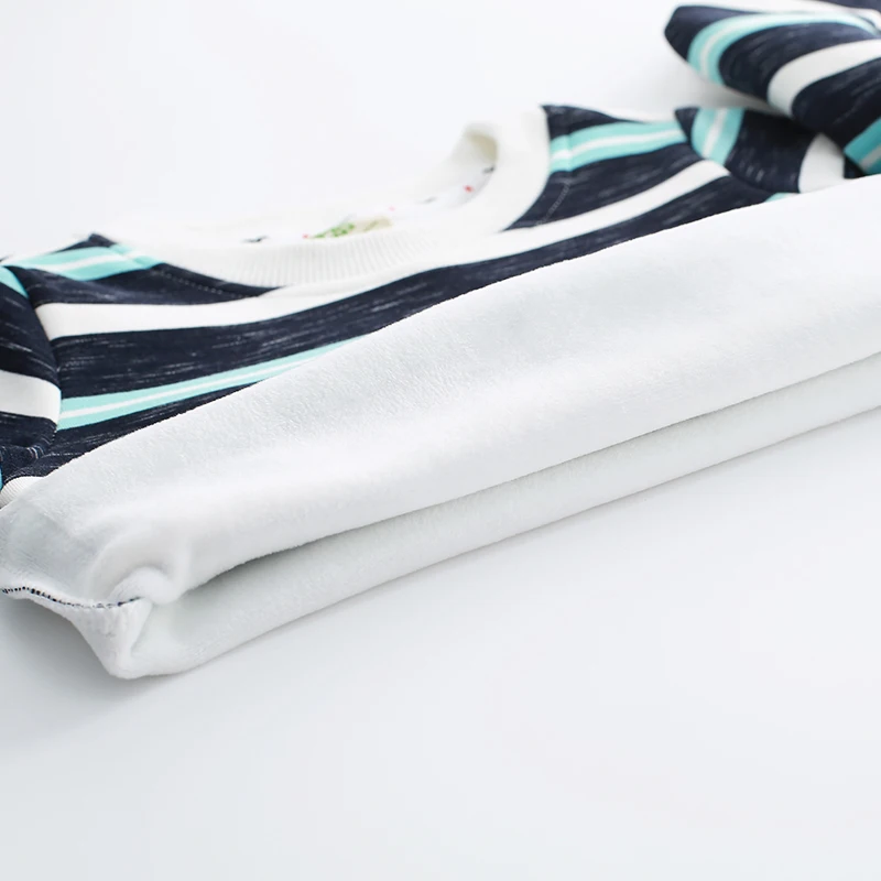 Зимние флисовые полосатые футболки для детей одежда маленьких мальчиков осенняя