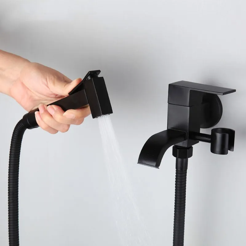 Черный латунный ручной душ для биде насадка душа набор медный кран распылитель с