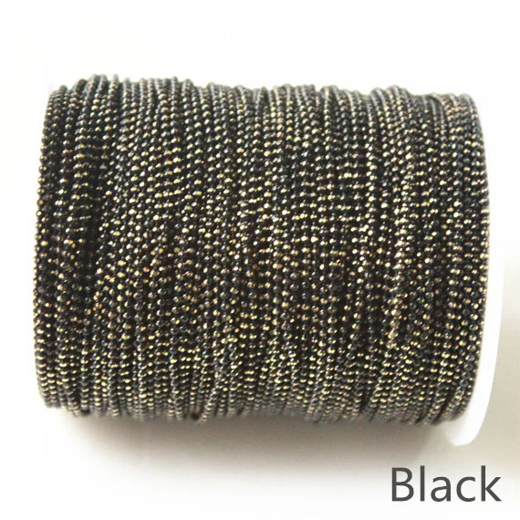 black (Y48) 1 рулон шариковой мерцающей цепи на латуни, 21 цвет, 1,5 мм браслет ожерелье шар цепь, кисточка цепь, анти-тарнихи, высокое качество 100 ярдов - Цвет: black (Y48)