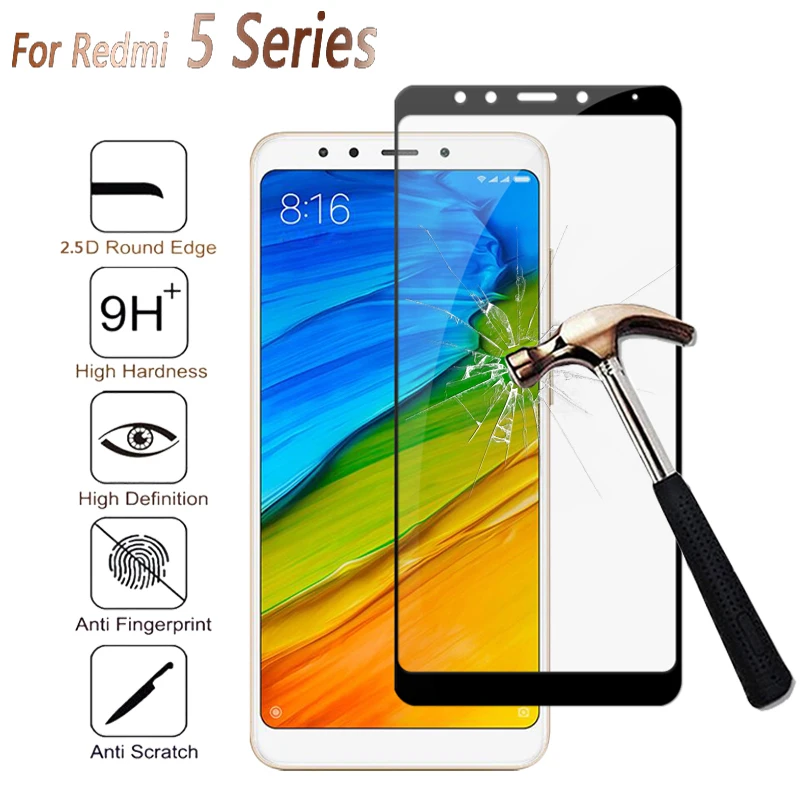 Закаленное стекло для Xiaomi Redmi 5 5A 5Plus Note 5Pro полное покрытие Защитная пленка защита
