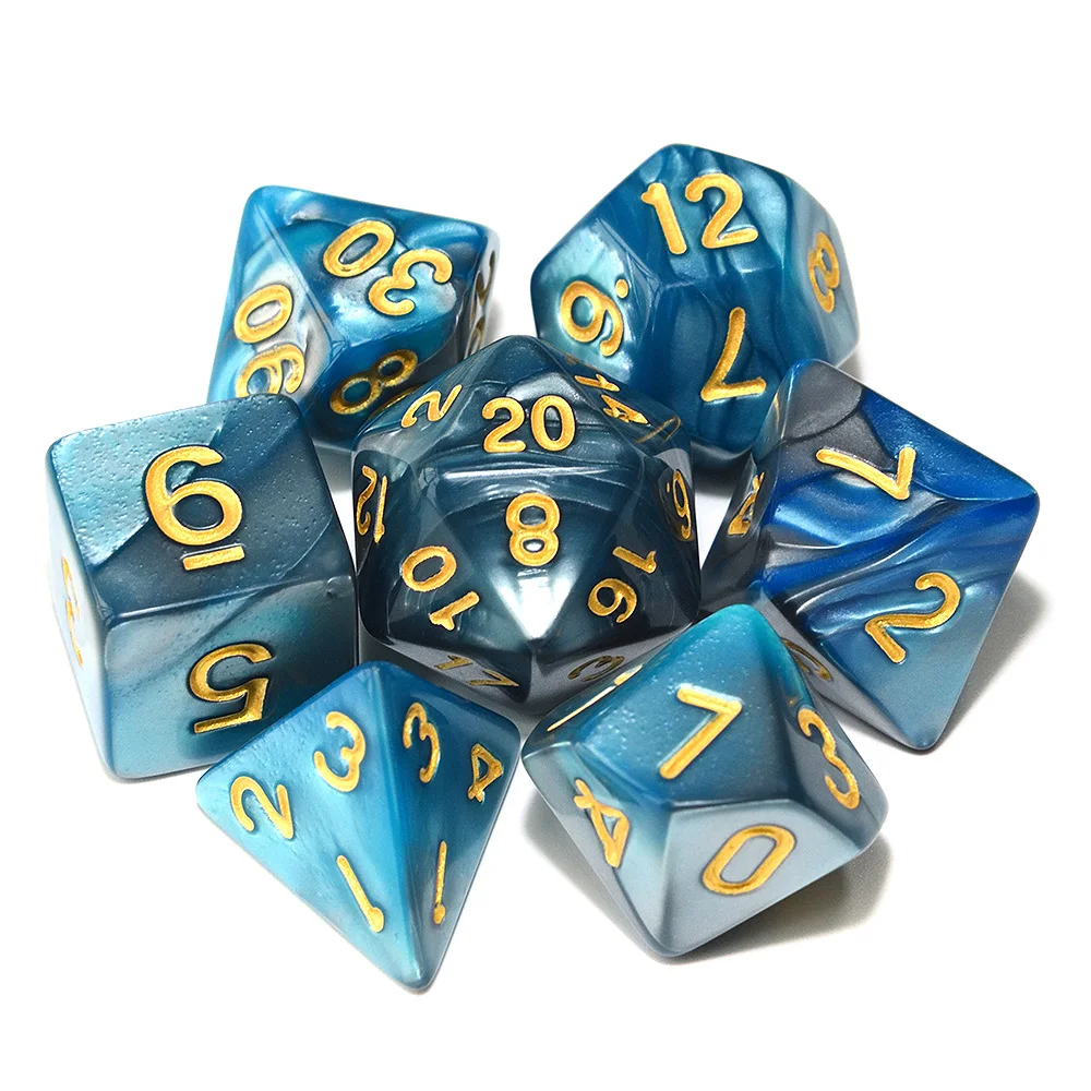 Многогранные DnD смешанные цвета кости 7 шт./компл. для ролевой игры «Подземелья и Драконы настольные игры D4, D6, D8, D10, D%, D12, D20