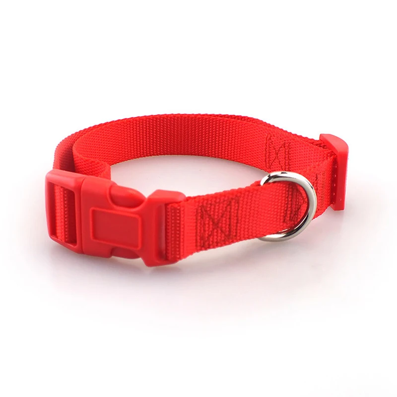Red Collar Классический однотонный ошейник для питомца, основной нейлоновый ошейник для собак, кошек, ошейник для маленьких и средних собак, можно сочетать поводок и поводок с быстрой застежкой - Цвет: Red Collar