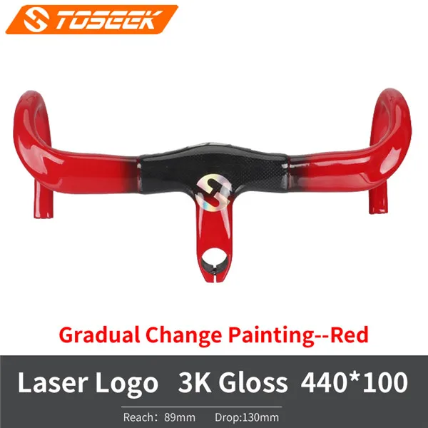 Red 440x100mm Шоссейный углеродный руль велосипеда встроенный в руль для велосипеда, которые могут изменить свой цвет с перламутровым эффектом 400/420/440 мм - Цвет: Red 440x100mm