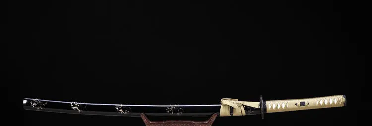 Full Handmade yellow Japanese Samurai Sword Katana Damascus Folded Steel Blade Practical Sharp Gift