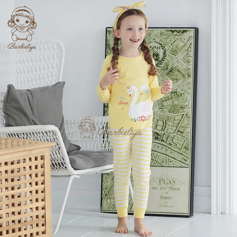 Дети Sleepwear2018 Демисезонный пижамный комплект с длинными рукавами Ночное белье
