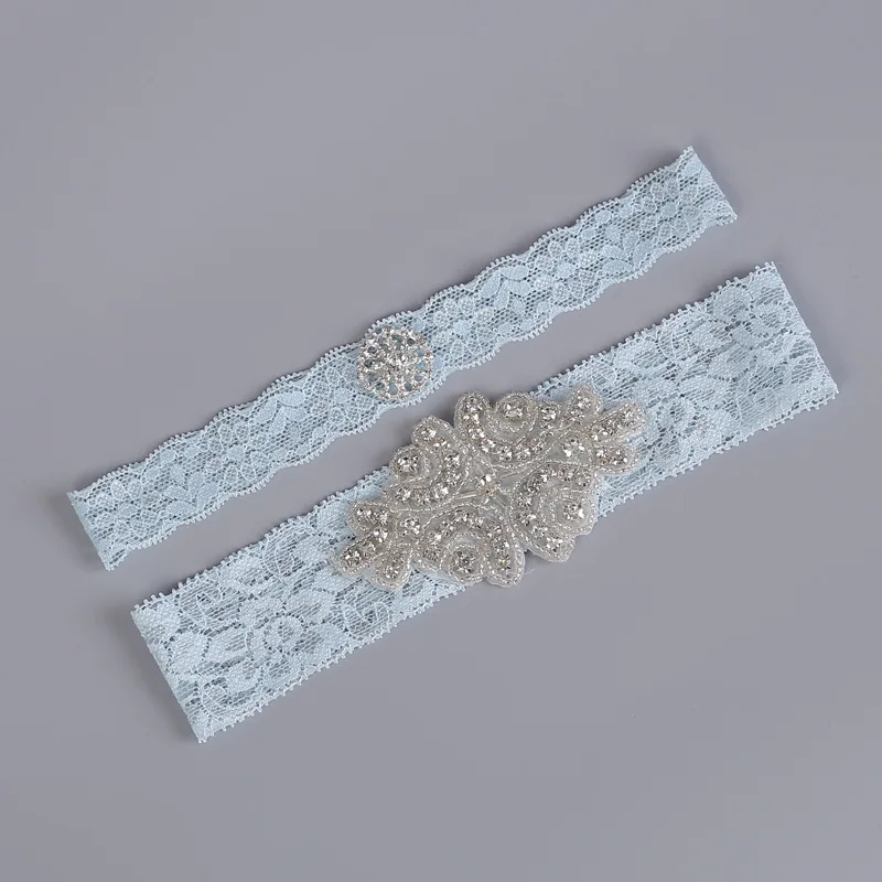 Свадебные Подвязки что то Голубое Кружевное бросок пледы Кристаллы Стразы