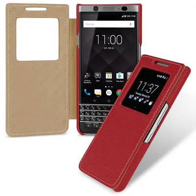 Красный Чехол из натуральной кожи для Blackberry KEYone Window View, флип-чехол для телефона, чехол для Blackberry KEY one PRESS, чехол - Цвет: Красный