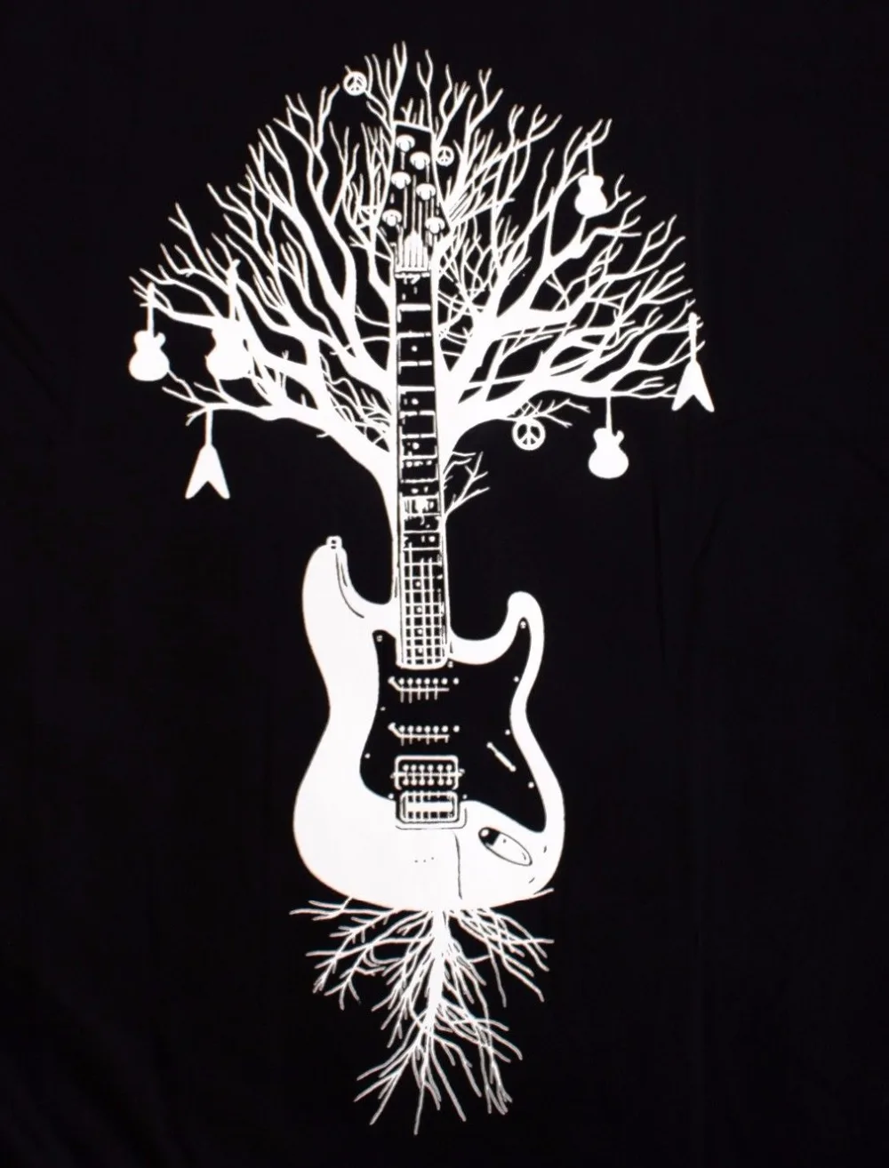 Мужская футболка с принтом в виде белой елки гитара из натурального материала