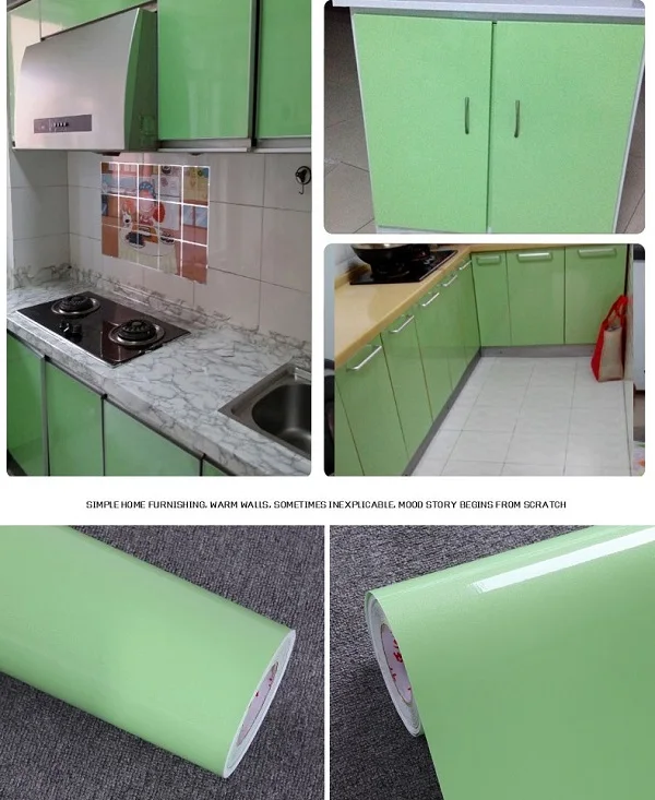 Light Green 3 м/5 м/10 м водонепроницаемые виниловые самоклеющиеся настенные бумажные рулоны для кухонного шкафа домашний Декор наклейки на стену мебель ПВХ контактная бумага - Цвет: Light Green
