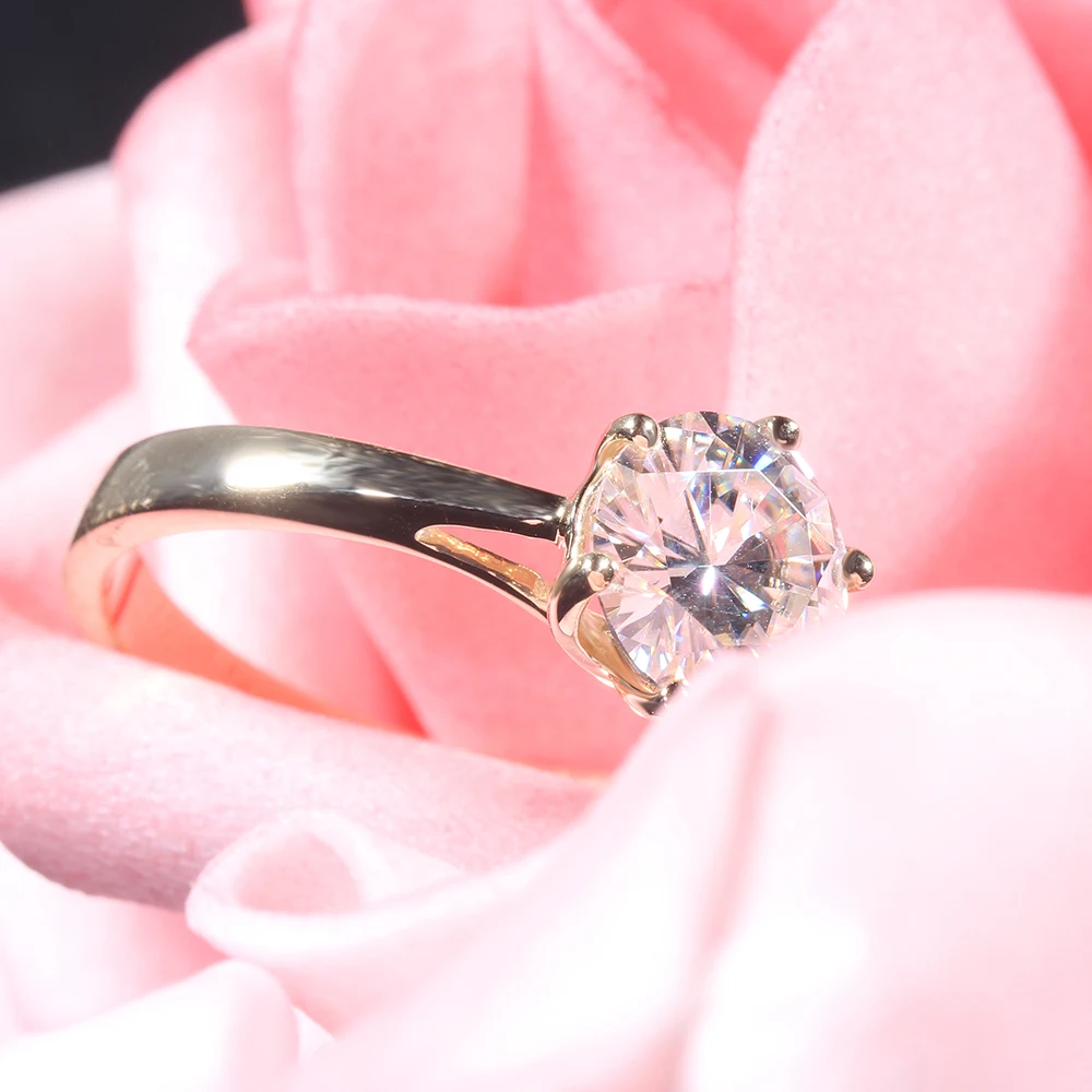 Женское кольцо из желтого золота с муассанитом 2 карата|ring for|rings for womenring ring |