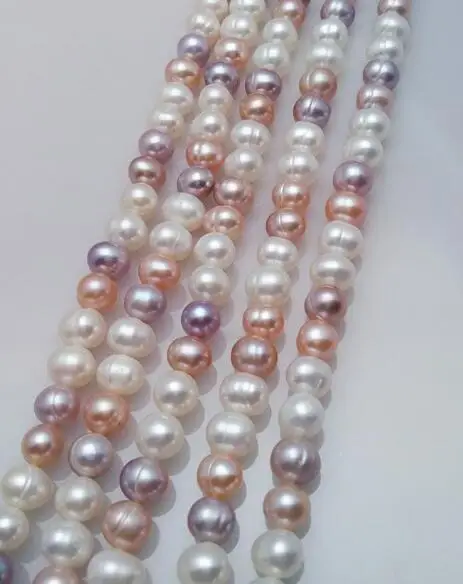 Настоящий AAA натуральный жемчуг 8 мм белый розовый фиолетовый пресноводный жемчуг свободные бусины DIY подарок один прядь отверстие около 1 мм 37 см 15'