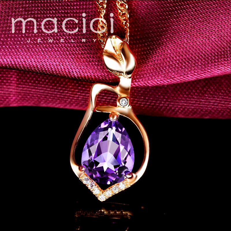 Flower Pendants 925 Sterling Silver Jewelry Purple CZ Stone Pendant for Necklace Making DA143 | Украшения и аксессуары