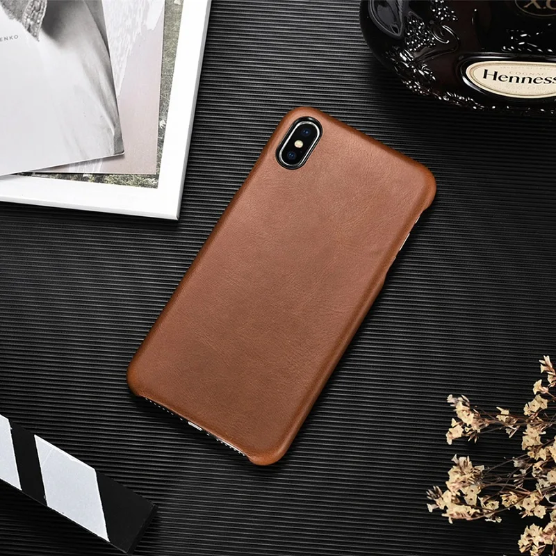 ICARER Vintage Slim Phone Case For iPhone XS MAX Genuine Leather Back Cover Max Accessories Shell Coque | Мобильные телефоны и