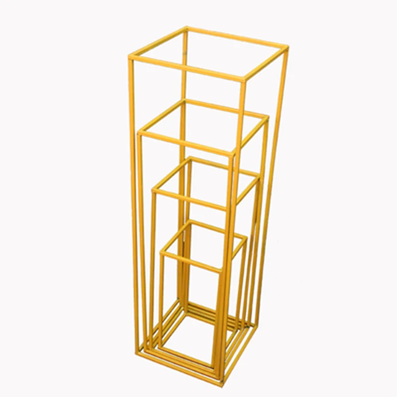 gold 4pcs 1set JAROWN креативный Мульти Стиль Геометрическая квадратная рамка Цветочный декор набор Железный художественный многоугольник Свадебный сценический реквизит оконный Дисплей Декор - Цвет: gold 4pcs 1set