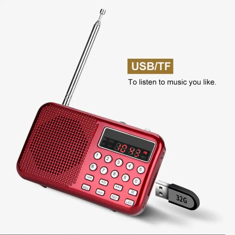 Vbestlife чистый звук стерео FM радио Запись голоса TF/USB Музыка Светодиодный фонарик MP3